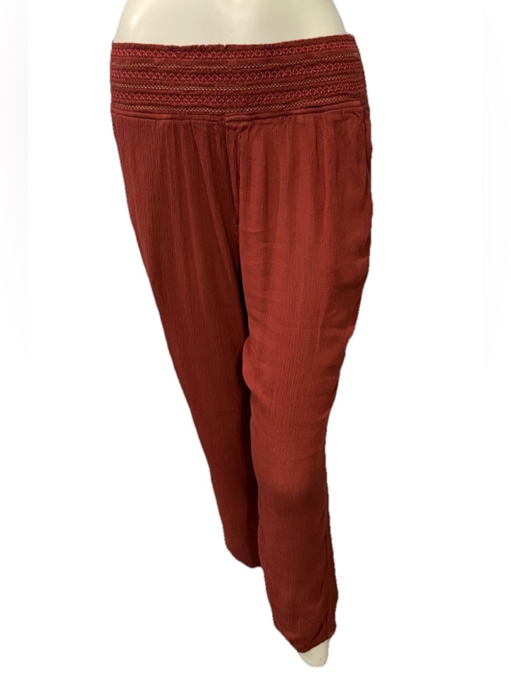 Ett:Twa by Anthropologie Sulawesi Smocked Jogger Pants Rust Orange Size S